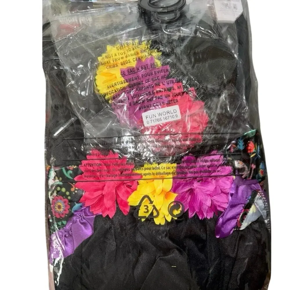 New Halloween Fun world sugar Skull ghost face child costume girls large 12-14